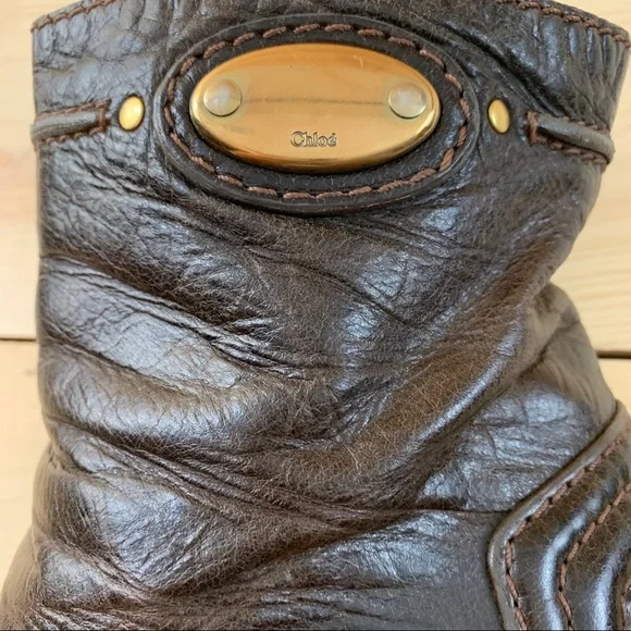Chloe dark brown leather heeled ankle boots 39 - Picture 10 of 16